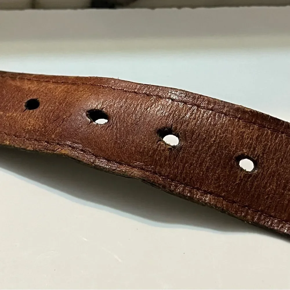 RARE Vtg COACH 3888 Handcrafted Turkey VEG-TAN Leather Belt 34 - BIFL Heritage